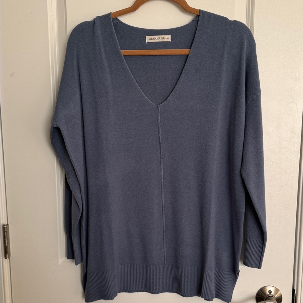 Slate Blue V-Neck Sweater